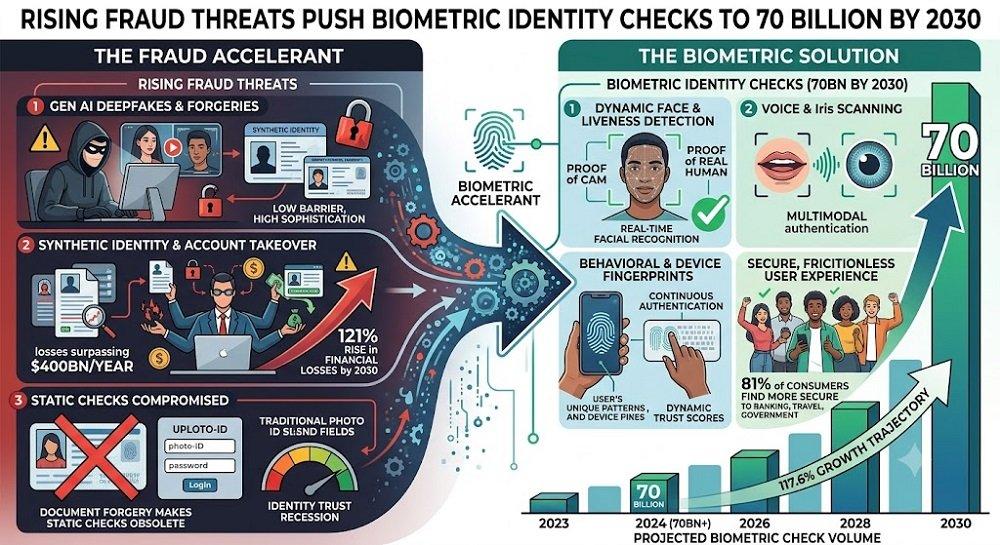 Rising fraud threats to push biometric identity checks to 70bn by 2030